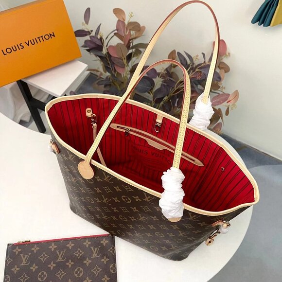 🍀Louis Vuitton NEVERFULL MM Monogram Cherry with Pouch - Picture 6 of 11